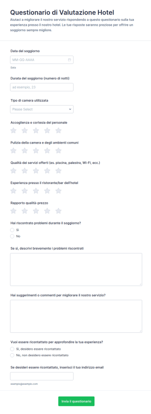 Modulo Di Valutazione Dell'Hotel