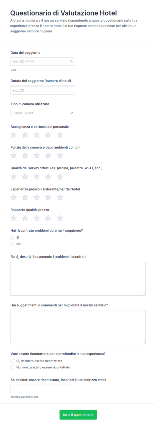 Modulo Di Valutazione Dell'Hotel