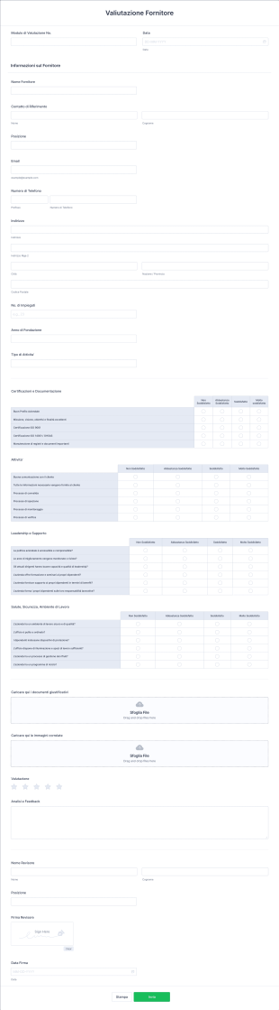 Modulo Di Valutazione Fornitore Form Template