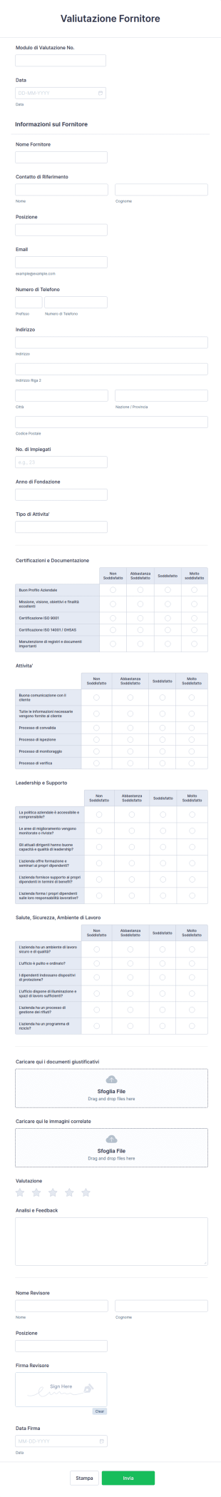 Modulo Di Valutazione Fornitore