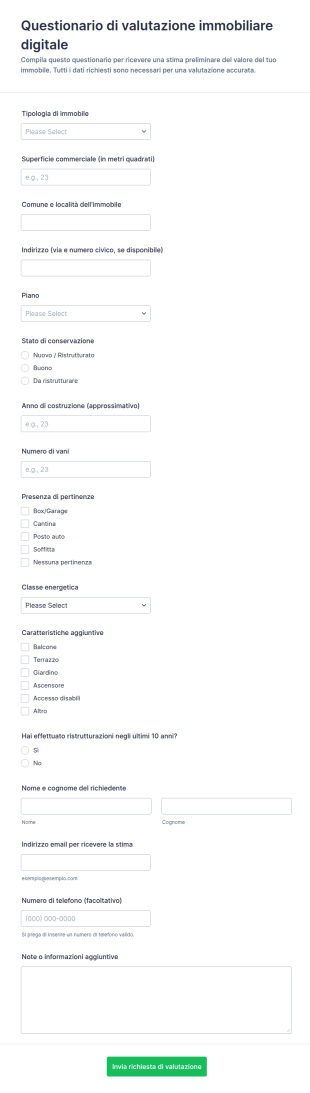 Modulo Di Valutazione Immobiliare Digitale