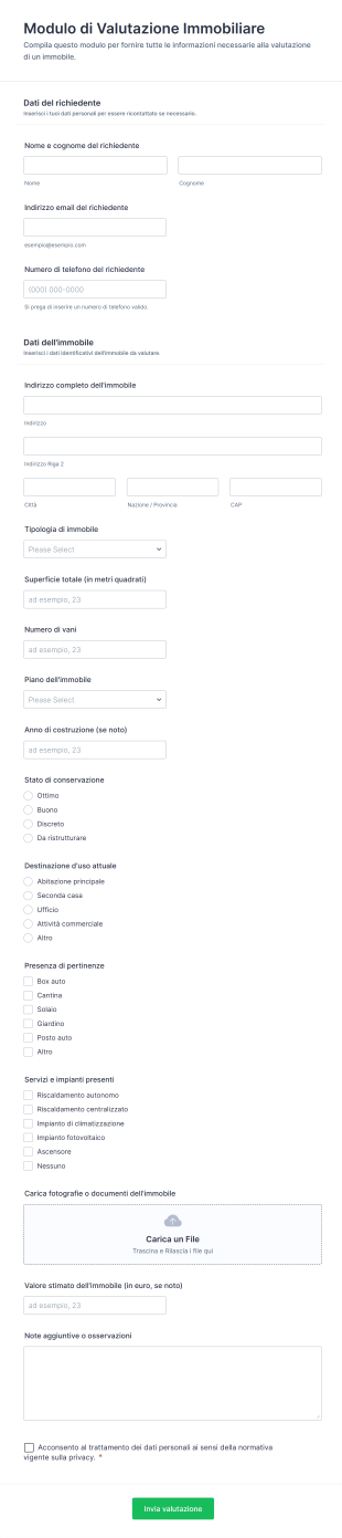 Modulo Di Valutazione Immobiliare