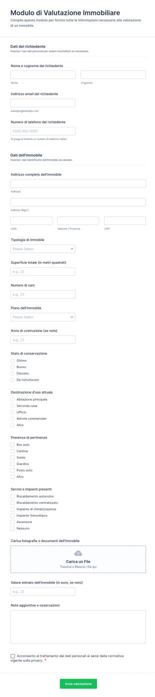 Modulo Di Valutazione Immobiliare