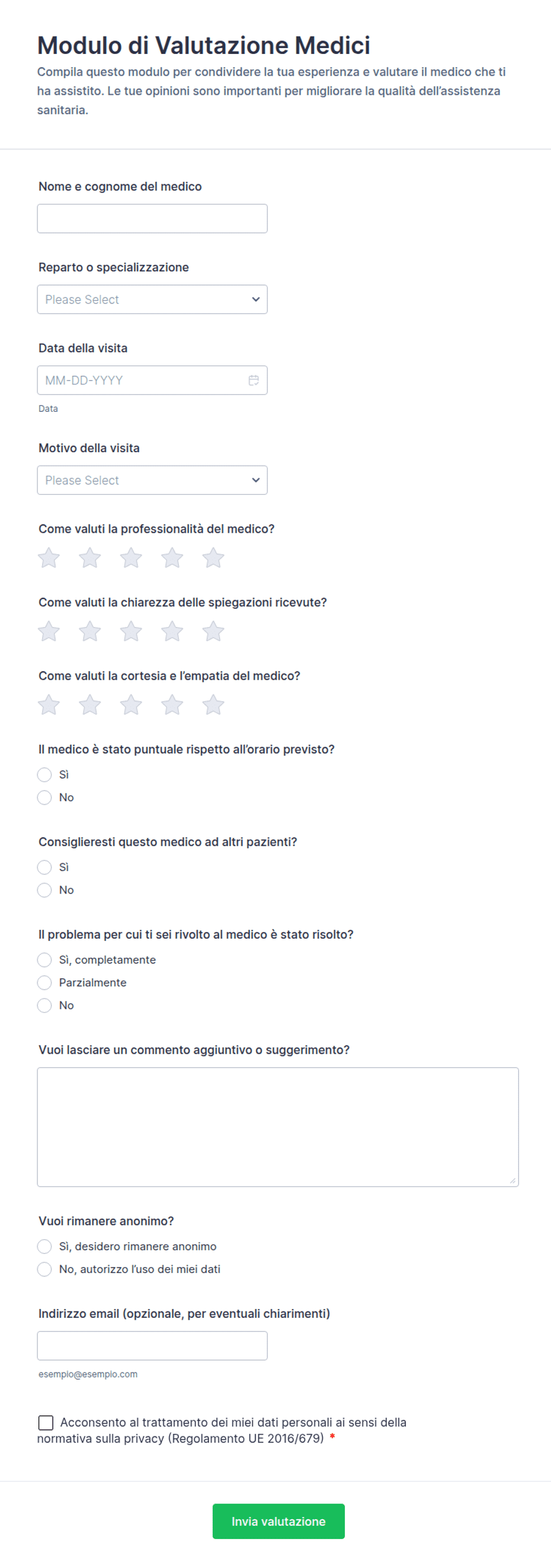 Modulo di Valutazione Medici | Jotform