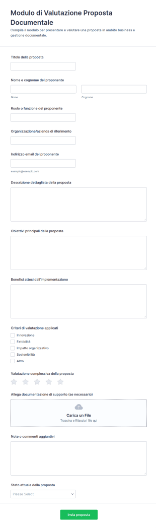 Modulo Di Valutazione Proposta