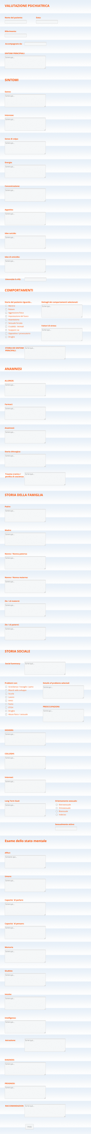 Modulo Di Valutazione Psichiatrica Form Template