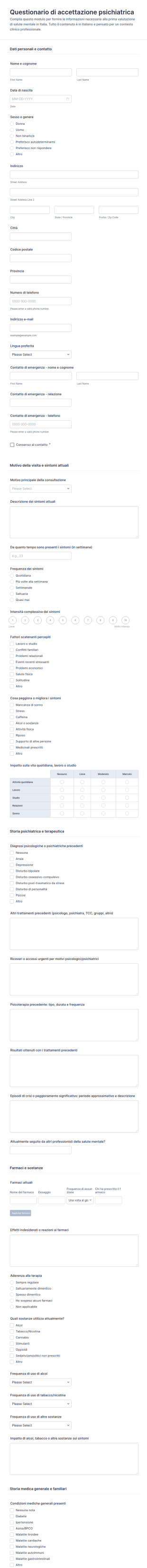 Modulo Di Valutazione Psicologica