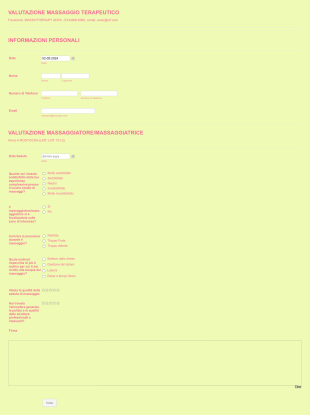 Modulo Di Valutazione Seduta Di Massaggio Form Template