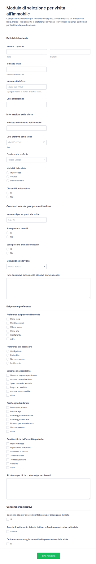 Modulo Di Valutazione Visite Immobili