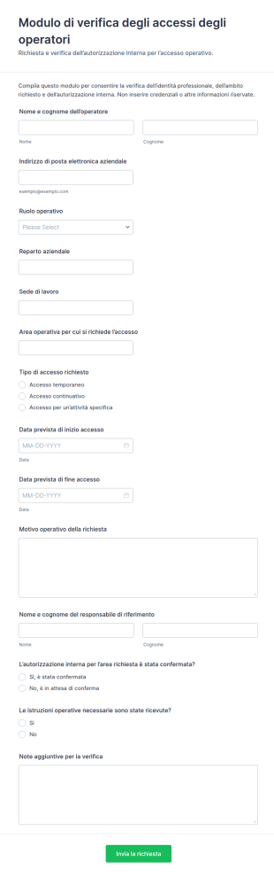 Modulo Di Verifica Accesso Operatore