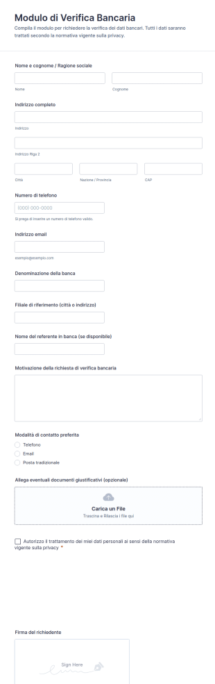 Modulo Di Verifica Bancaria