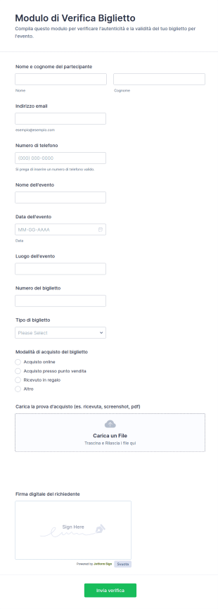 Modulo Di Verifica Biglietto