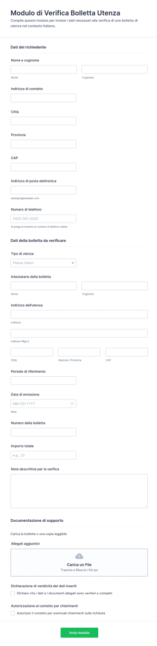 Modulo Di Verifica Bolletta Utility