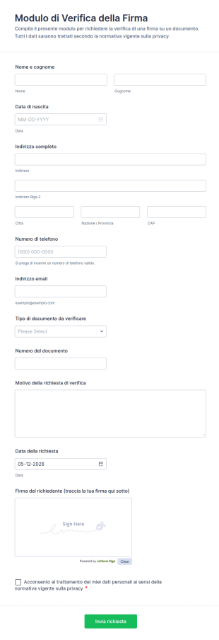 Modulo Di Verifica Della Firma