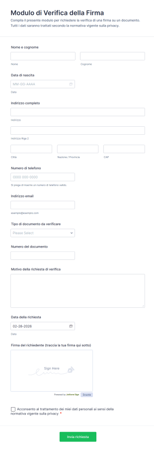 Modulo Di Verifica Della Firma