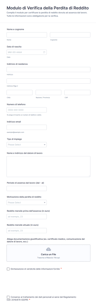 Modulo Di Verifica Della Perdita Di Reddito