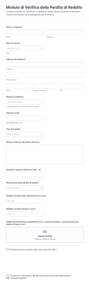 Modulo Di Verifica Della Perdita Di Reddito