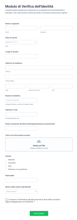 Modulo Di Verifica Dell'Identità