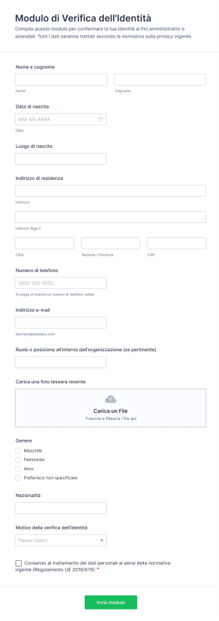 Modulo Di Verifica Dell'Identità