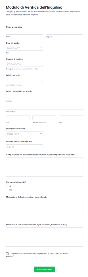 Modulo Di Verifica Dell'Inquilino