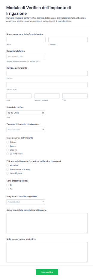 Modulo Di Audit Irrigazione
