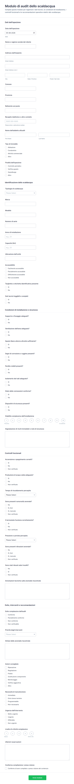 Modulo Di Verifica Dello Scaldabagno