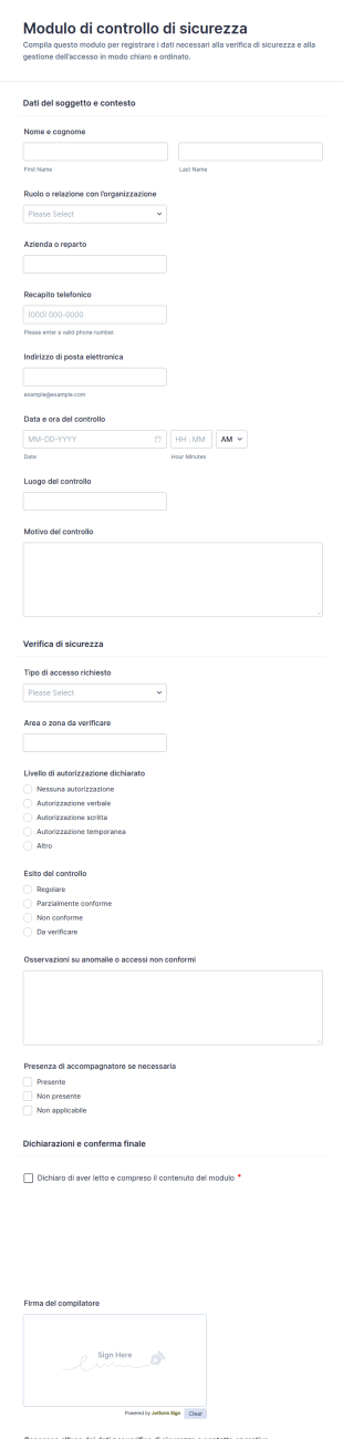 Modulo Di Verifica Di Sicurezza