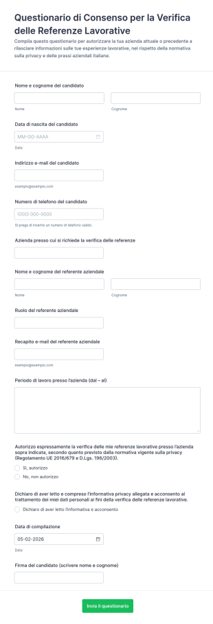 Modulo Di Verifica Occupazionale