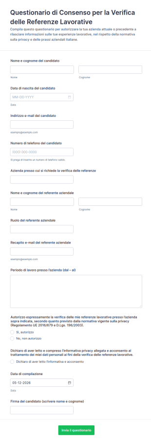 Modulo Di Verifica Occupazionale
