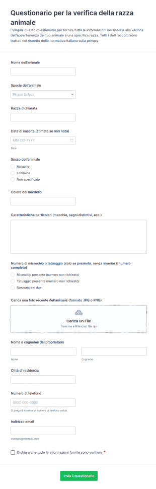 Modulo Di Verifica Razza