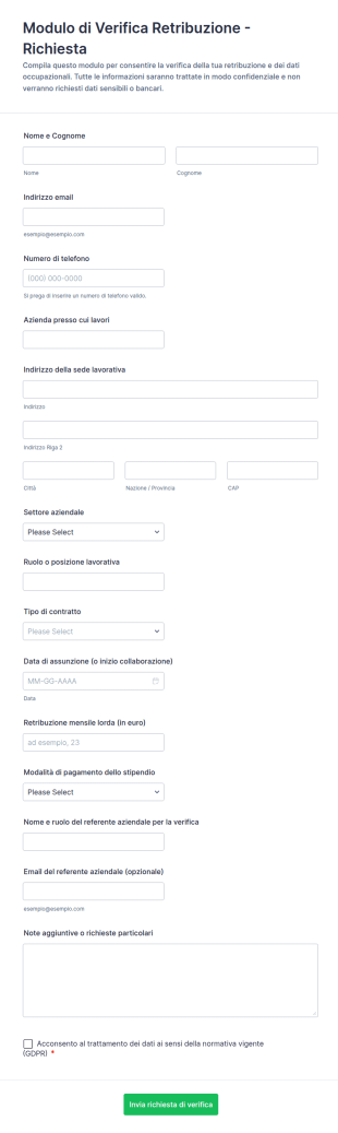 Modulo Di Verifica Retributiva