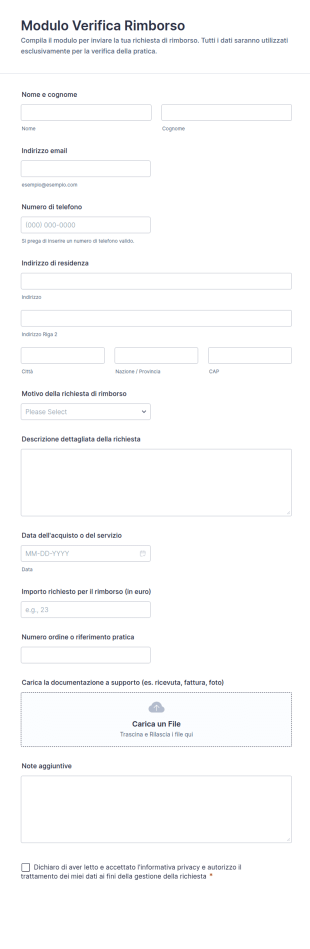 Modulo Di Verifica Rimborsi