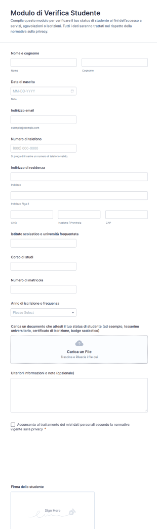 Modulo Di Verifica Studente