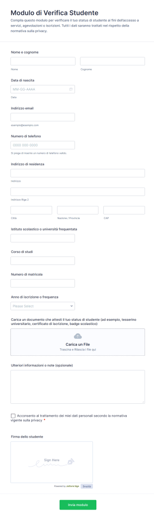 Modulo Di Verifica Studente