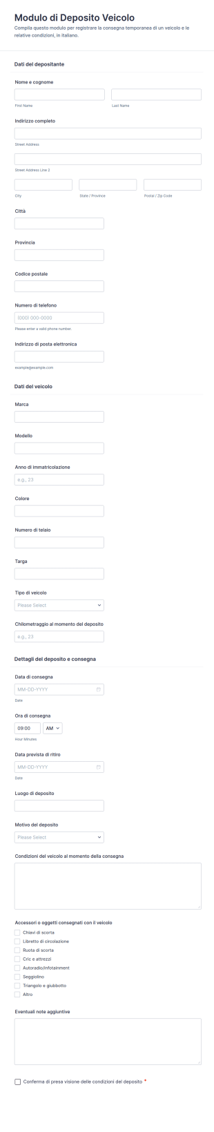 Modulo Di Versamento Per Veicolo