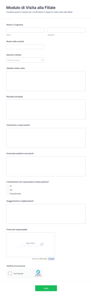 Modulo Di Visita Alla Filiale