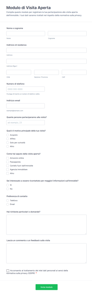 Modulo Di Visita Aperta