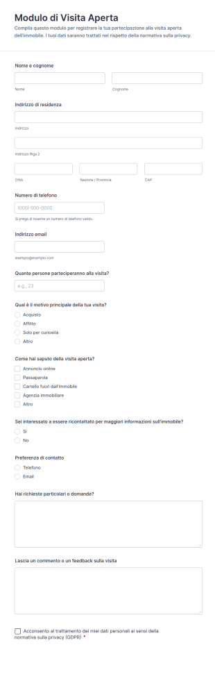 Modulo Di Visita Aperta