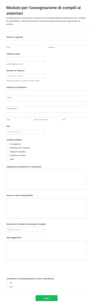 Modulo Di Volontariato