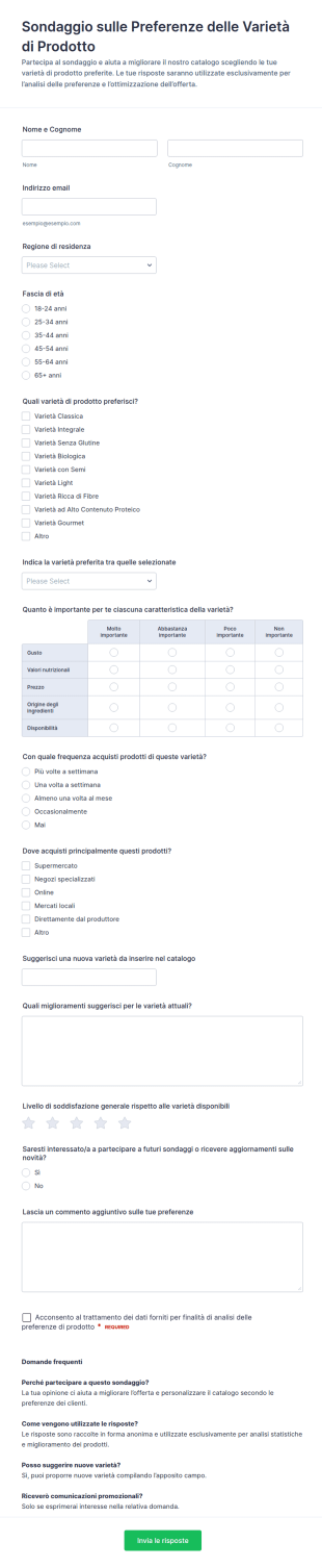 Modulo Di Votazione Varietà Di Ortaggi