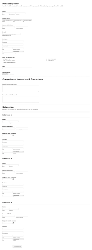 Modulo Domanda Sponsor
