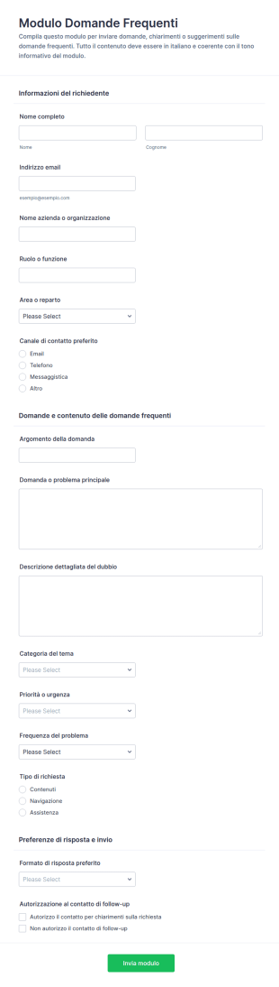 Modulo Domande Frequenti