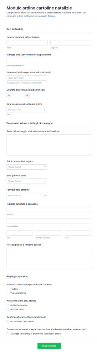 Modulo D’ordine Biglietti Di Natale