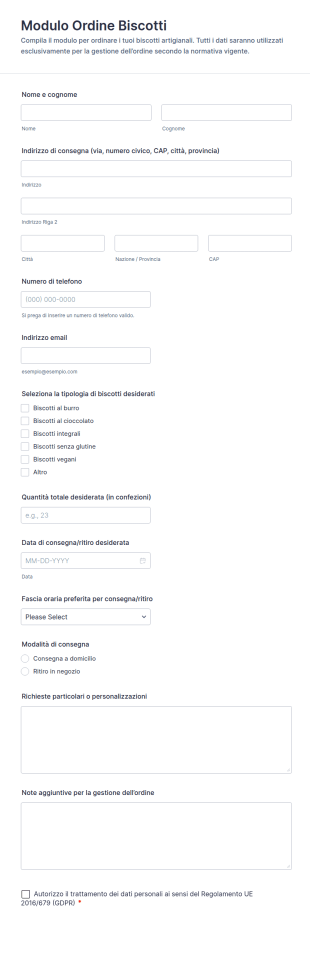 Modulo D’Ordine Biscotti