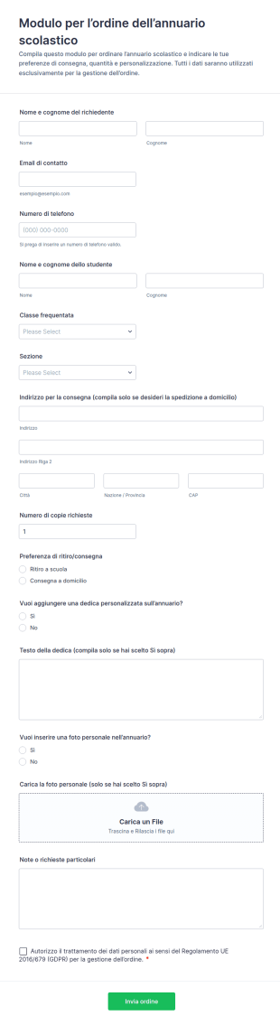 Modulo D’Ordine Dell’Annuario