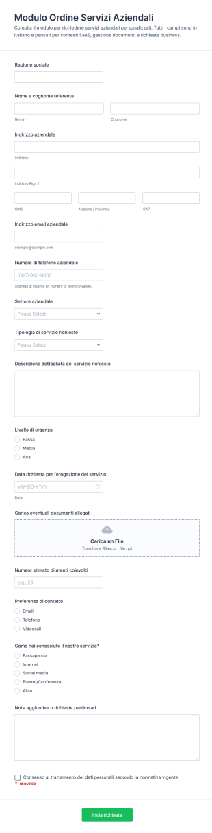 Modulo D’Ordine Di Servizio