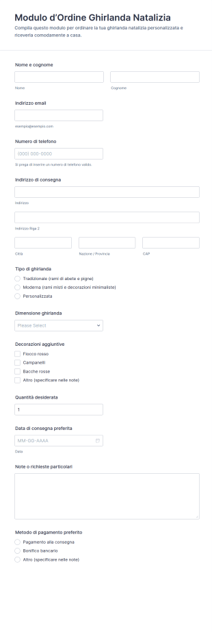 Modulo D’Ordine Ghirlanda Natalizia