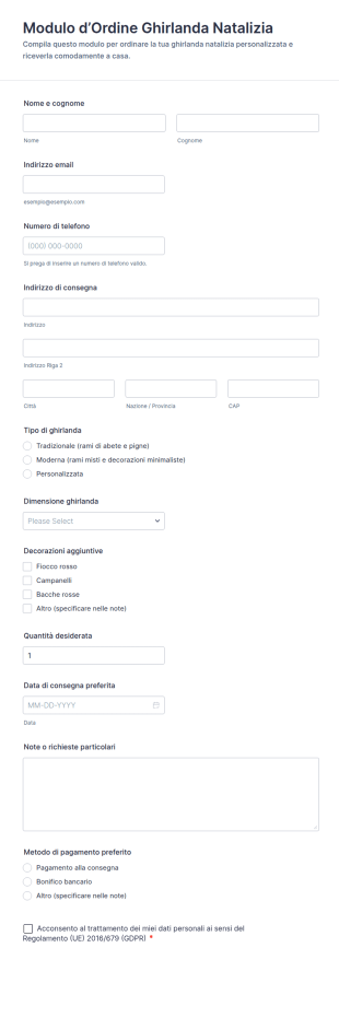 Modulo D’Ordine Ghirlanda Natalizia