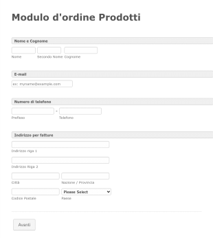 Modulo D'ordine Prodotti
