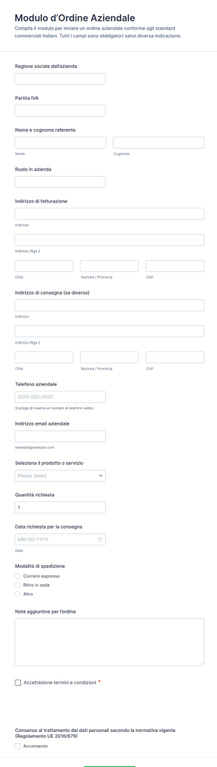 Modulo D’Ordine Standard